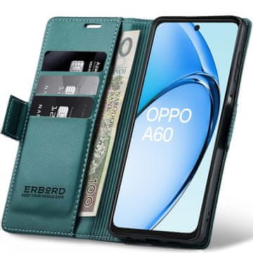 Overboard Futrola za Oppo A60, sjajna liči, novčanik s preklopom, zelena