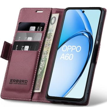 Overboard Futrola za Oppo A60, sjajni liči, novčanik s preklopom, crvena