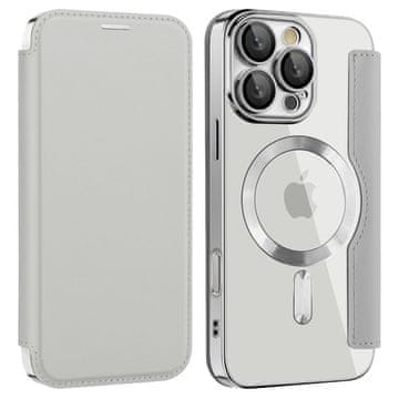 GS Preklopna futrola za iPhone 16 Pro, RFID novčanik MagSafe sa zaštitom za kameru, srebrna
