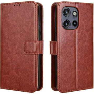 GS Crazy Horse novčanik s preklopnom futrolom za Motorola Edge 50 Neo / Motorola ThinkPhone 25, smeđa