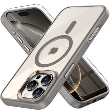 Overboard Futrola za iPhone 16 Pro Max, za MagSafe, Matt futrola, prozirna / titan + zaštitno staklo za ekran