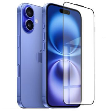 Overboard 3D kaljeno staklo za iPhone 16, s crnim okvirom