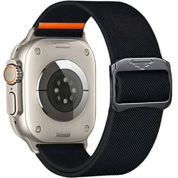 GS Najlonski remen za Apple Watch 1/2/3/4/5/6/7/8/9/10/11/SE Ultra 1/2/3 42/44/45/46/49 mm, elastičan, crn