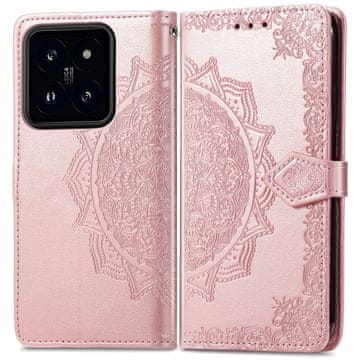 GS Preklopna futrola za Xiaomi 14T Pro, Mandala, ružičasto zlatna