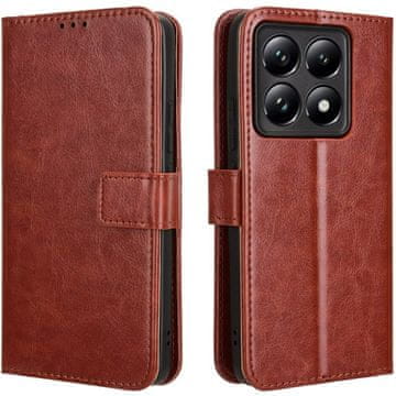 GS Preklopna futrola za Xiaomi 14T, Crazy Horse novčanik, smeđa