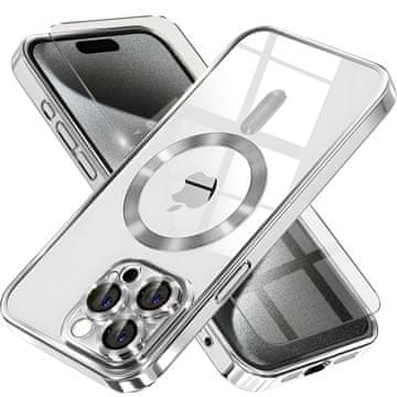 Overboard Futrola za iPhone 15 Pro Max, Electro MagSafe, srebrna + zaštitna folija za ekran