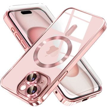 Overboard Futrola za iPhone 15, Electro MagSafe, roza + zaštitna folija za ekran