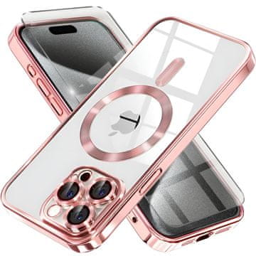 Overboard Futrola za iPhone 15 Pro, Electro MagSafe, roza + zaštitna folija za ekran