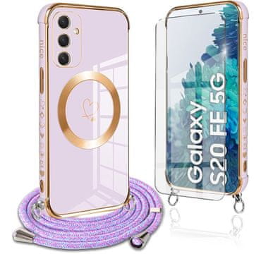 Overboard Maska za Samsung Galaxy S20 FE, Electro Heart MagSafe, ljubičasta + zaštitno staklo za ekran + vrpca za vezanje