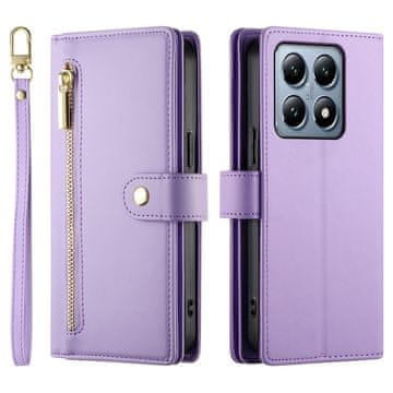 GS Preklopna futrola za Xiaomi 14T Pro, novčanik s patentnim zatvaračem, ljubičasta