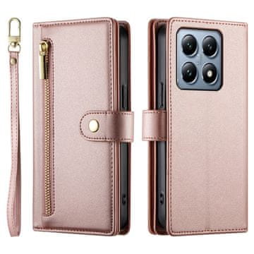 GS Preklopna futrola za Xiaomi 14T Pro, novčanik s patentnim zatvaračem, roza