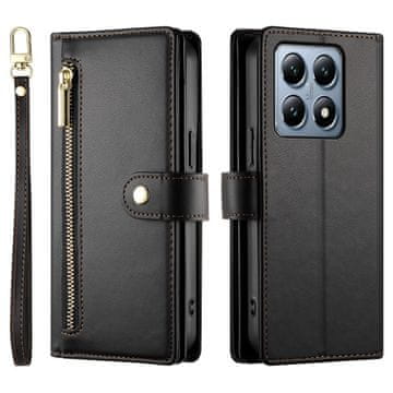 GS Preklopna futrola za Xiaomi 14T Pro, novčanik s patentnim zatvaračem, crna
