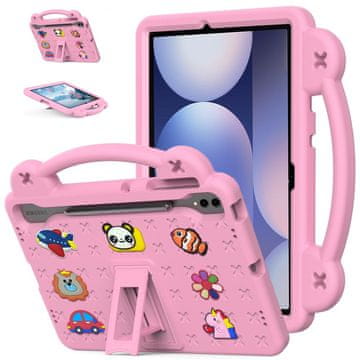 GS Futrola za Samsung Galaxy Tab S10+ Plus, slatki uzorci, sa stalkom, roza