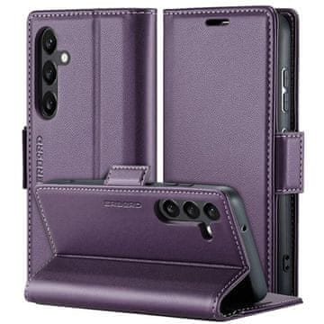 Overboard Futrola za Samsung Galaxy A55, sjajna liči futrola, preklopna futrola novčanik, ljubičasta