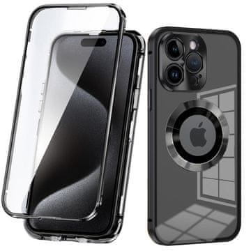 GS Futrola za iPhone 15 Pro, dvostruko staklo, Magsafe, crna