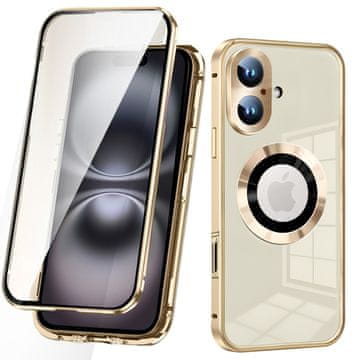 GS Futrola za iPhone 16, dvostruko staklo, Magsafe, zlatna