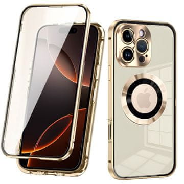 GS Futrola za iPhone 16 Pro, dvostruko staklo, Magsafe, zlatna