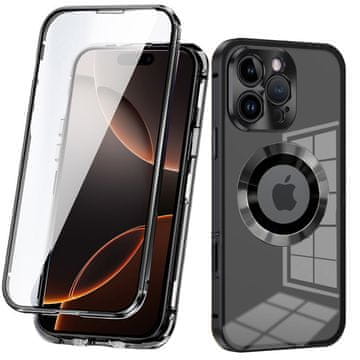 GS Futrola za iPhone 16 Pro, dvostruko staklo, Magsafe, crna