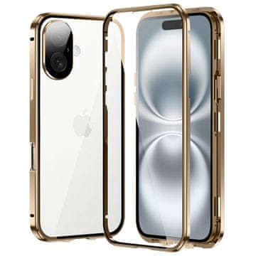 GS Futrola za iPhone 16, magnetsko dvostruko staklo, zlatna