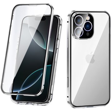 GS Futrola za iPhone 16 Pro Max, magnetsko dvostruko staklo, srebrna