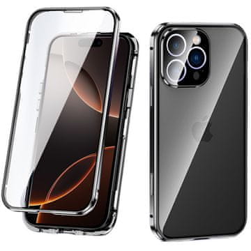 GS Futrola za iPhone 16 Pro Max, magnetsko dvostruko staklo, crna