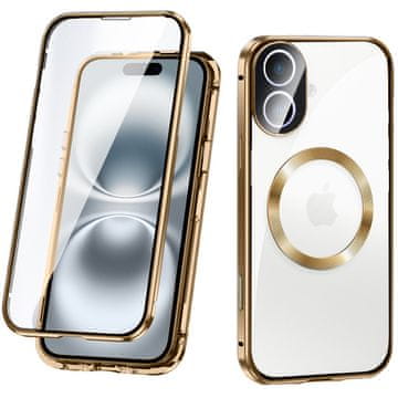Overboard Magnetska dvostruko staklena MagSafe futrola za iPhone 16, zlatna
