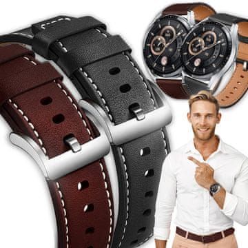 GS 2x Univerzalni kožni remen 22 mm, crni, smeđi