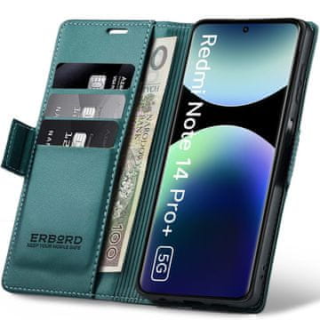 Overboard Futrola za Xiaomi Redmi Note 14 Pro+ 5G / Xiaomi Poco X7 5G / Xiaomi Redmi Note 14 Pro 5G, sjajna liči futrola, novčanik s preklopom, zelena