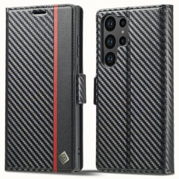 LC.IMEEKE Preklopna maska za Samsung Galaxy S25 Ultra, karbonska , crna