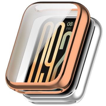 GS 2u1 futrola sa zaštitnom folijom za ekran za Xiaomi Smart Band 9 Pro, ružičasto zlatna