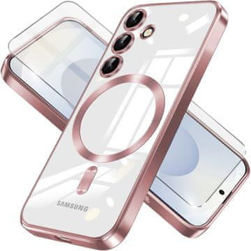 GS Futrola za Samsung Galaxy S25+ Plus, Electro MagSafe, ružičasto zlatna + zaštitno staklo za ekran