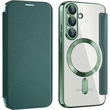 GS Preklopna futrola za Samsung Galaxy S25+ Plus, RFID novčanik MagSafe sa zaštitom za kameru, zelena