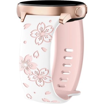 GS Univerzalni silikonski remen 20 mm, Sakura, bijela / ružičasta