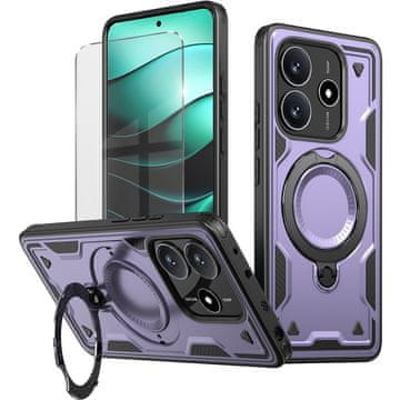 GS Futrola za Xiaomi Redmi Note 14 5G, Military MagSafe, ljubičasta + 9H staklo