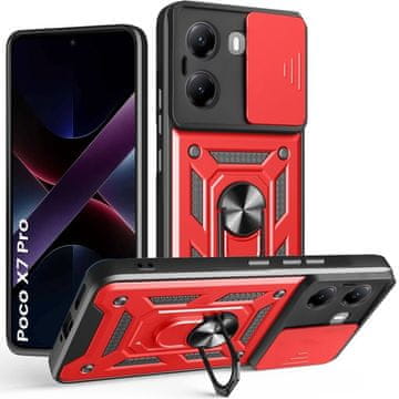 GS Oklopna futrola za Xiaomi Poco X7 Pro 5G, CamShield Slide, crvena