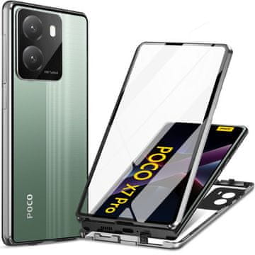 GS Futrola za Xiaomi Poco X7 Pro 5G, magnetsko dvostruko staklo, srebrna