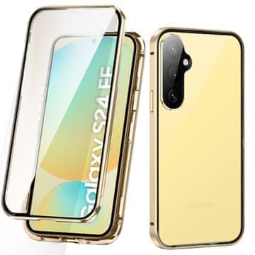 GS Futrola za Samsung Galaxy S24 FE, magnetsko dvostruko staklo, zlatna