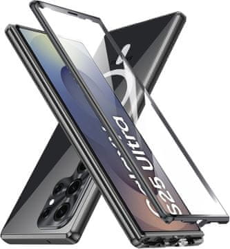 GS Magnetska dvostruka staklena MagSafe maskica za Samsung Galaxy S25 Ultra, crna