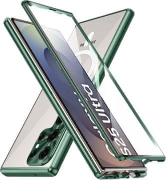 GS Magnetska dvostruka staklena MagSafe maskica za Samsung Galaxy S25 Ultra, zelena
