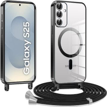 Overboard Futrola za Samsung Galaxy S25, Electro MagSafe, crna + traka za vezanje
