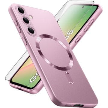 GS Futrola za Samsung Galaxy A56 5G, ColorMag, za MagSafe, roza + kaljeno staklo 9H