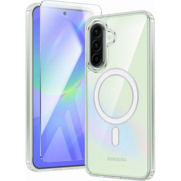 GS Futrola za Samsung Galaxy A36 5G, otporna na padove, MagSafe, prozirna + kaljeno staklo 9H