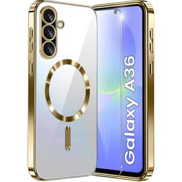 GS Futrola za Samsung Galaxy A36 5G, Electro MagSafe, zlatna + zaštitno staklo za ekran