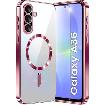 GS Futrola za Samsung Galaxy A36 5G, Electro MagSafe, ružičasto-zlatna + zaštitno staklo za ekran