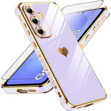 GS Futrola za Samsung Galaxy A36 5G, Electro heart, ljubičasta + 9H staklo