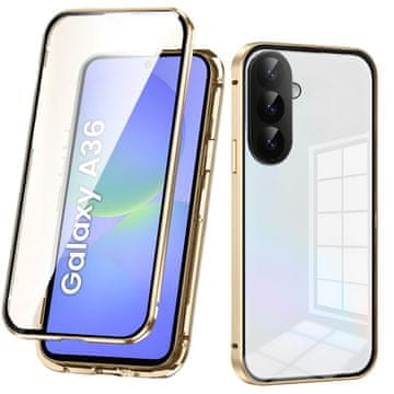GS Futrola za Samsung Galaxy A36 5G, magnetsko dvostruko staklo, zlatna