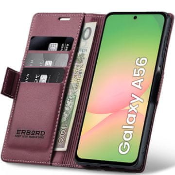 Overboard Futrola za Samsung Galaxy A56 5G, sjajna liči, novčanik s preklopom, crvena
