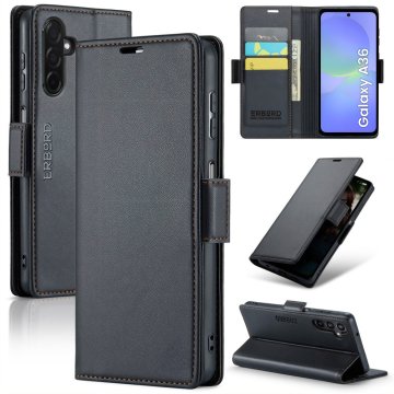 Overboard Futrola za Samsung Galaxy A36 5G, sjajna liči maska, novčanik s preklopom, crna