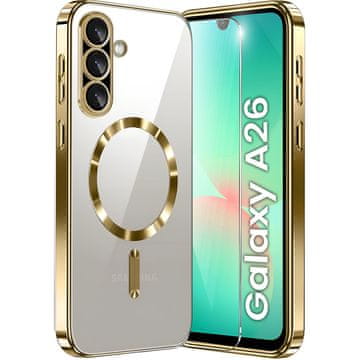 GS Futrola za Samsung Galaxy A26 5G, Electro MagSafe, zlatna + zaštitno staklo za ekran