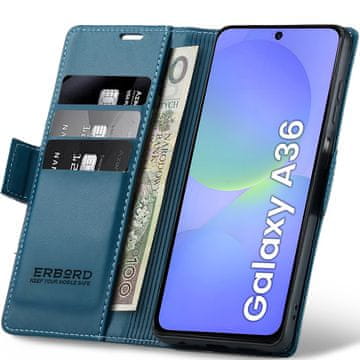 Overboard Futrola za Samsung Galaxy A36 5G, sjajna liči maska, novčanik s preklopom, plava